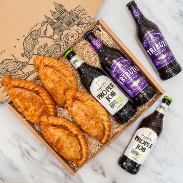 Four-person hamper with Cornish pasties and local ale