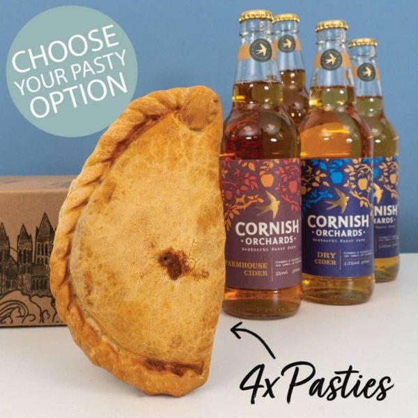 Traditional pasties with Cornish cider and sides for four