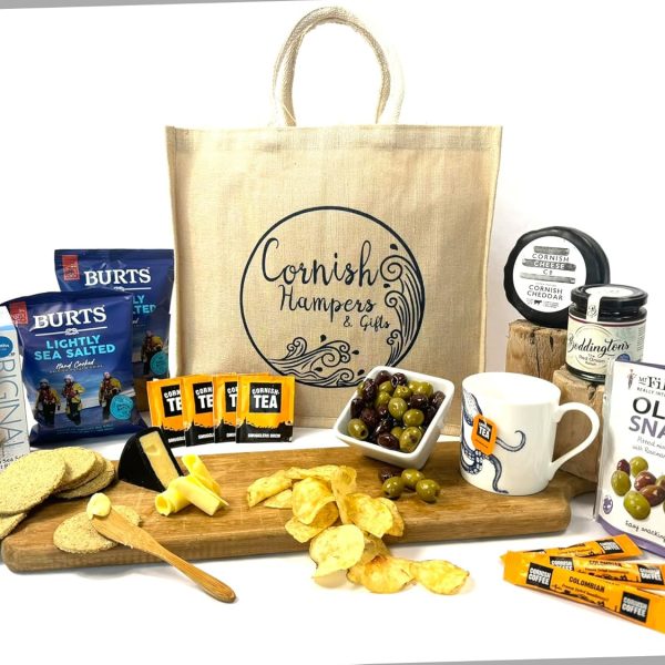 A luxury hamper filled with Cornish delicacies and treats