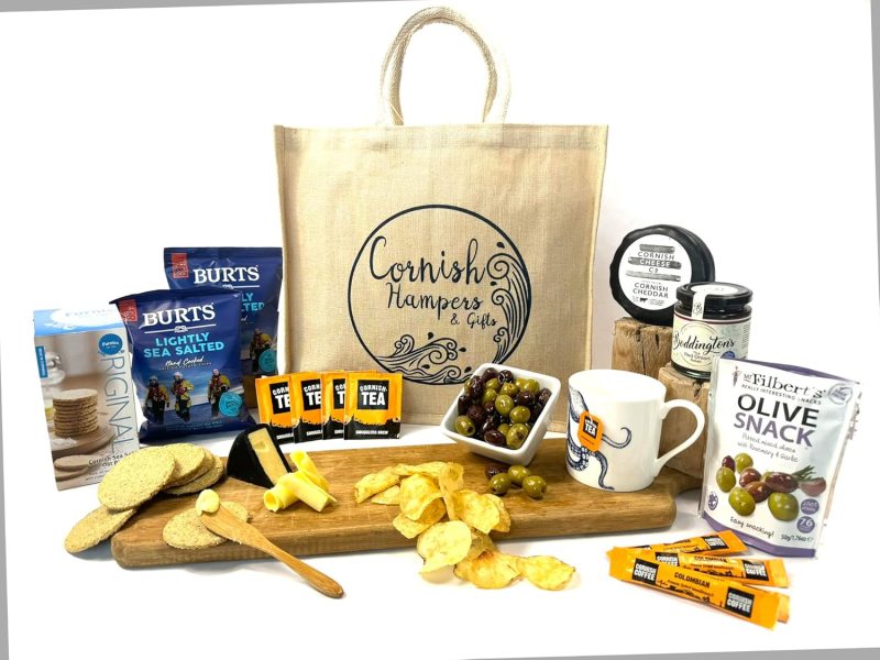 A luxury hamper filled with Cornish delicacies and treats