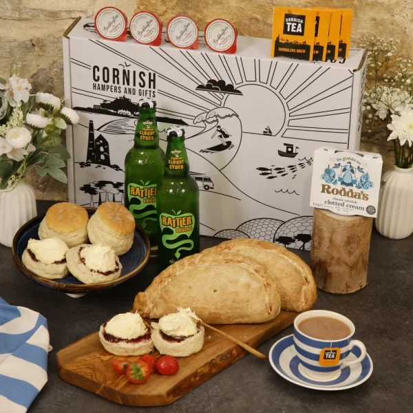 Traditional pasties with Cornish cider and sides for four